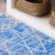 Recycled cotton handmade rug - Reversible - Blue