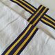 Vintage Basque tablecloth and 5 napkins in blue and yellow herringbone cotton