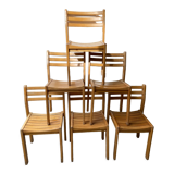 Series of 6 XXth chairs in varnished oak
