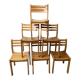 Series of 6 XXth chairs in varnished oak