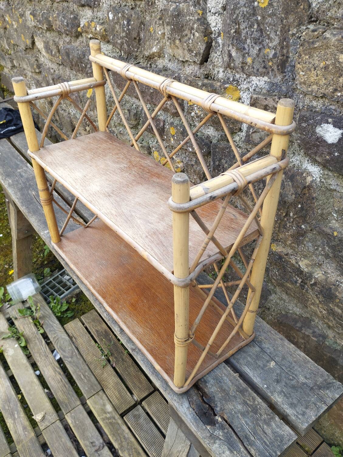 Vintage rattan shelf