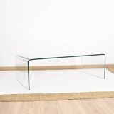 Transparent tempered glass coffee table.