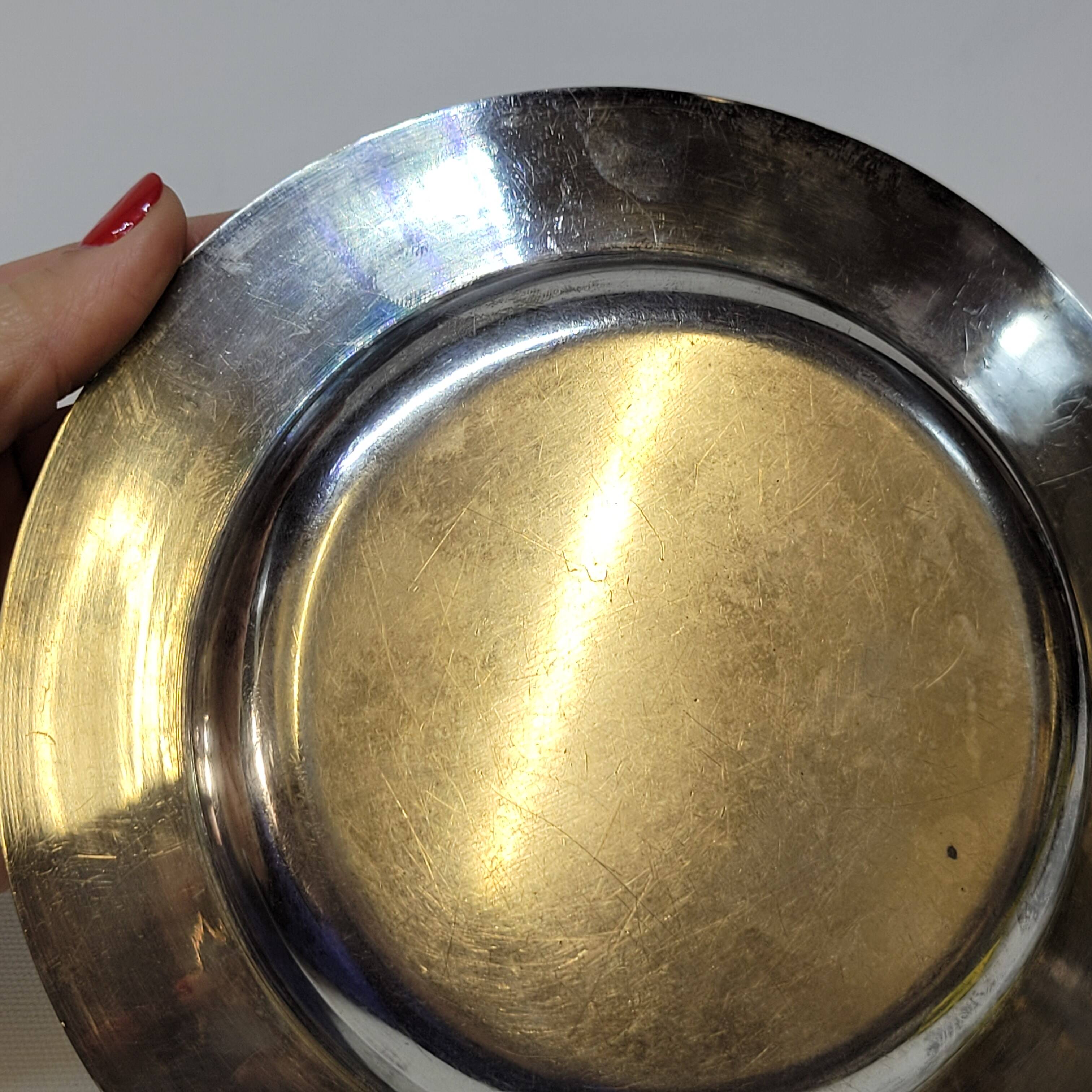 Empty Pocket Bowl Old Art Deco Bouille Plate In Silver Metal