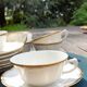 Tasses et sous-tasses en véritable porcelaine de limoges, blanche liseré doré, vintage