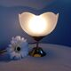 Art deco desk lamp white frosted corolla glass, gold base