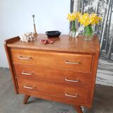 Commode chêne  pied compas, vintage reconstruction