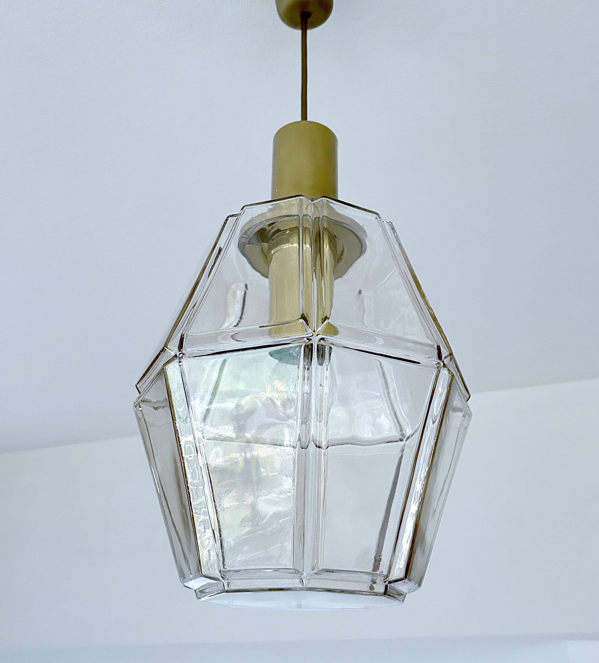 Large Vintage Limburg Glass Pendant Light