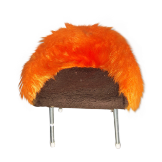 Fauteuil d'enfant de 1970 métal et moumoute orange