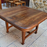 Extendable Art Nouveau table in carved walnut, circa 1900