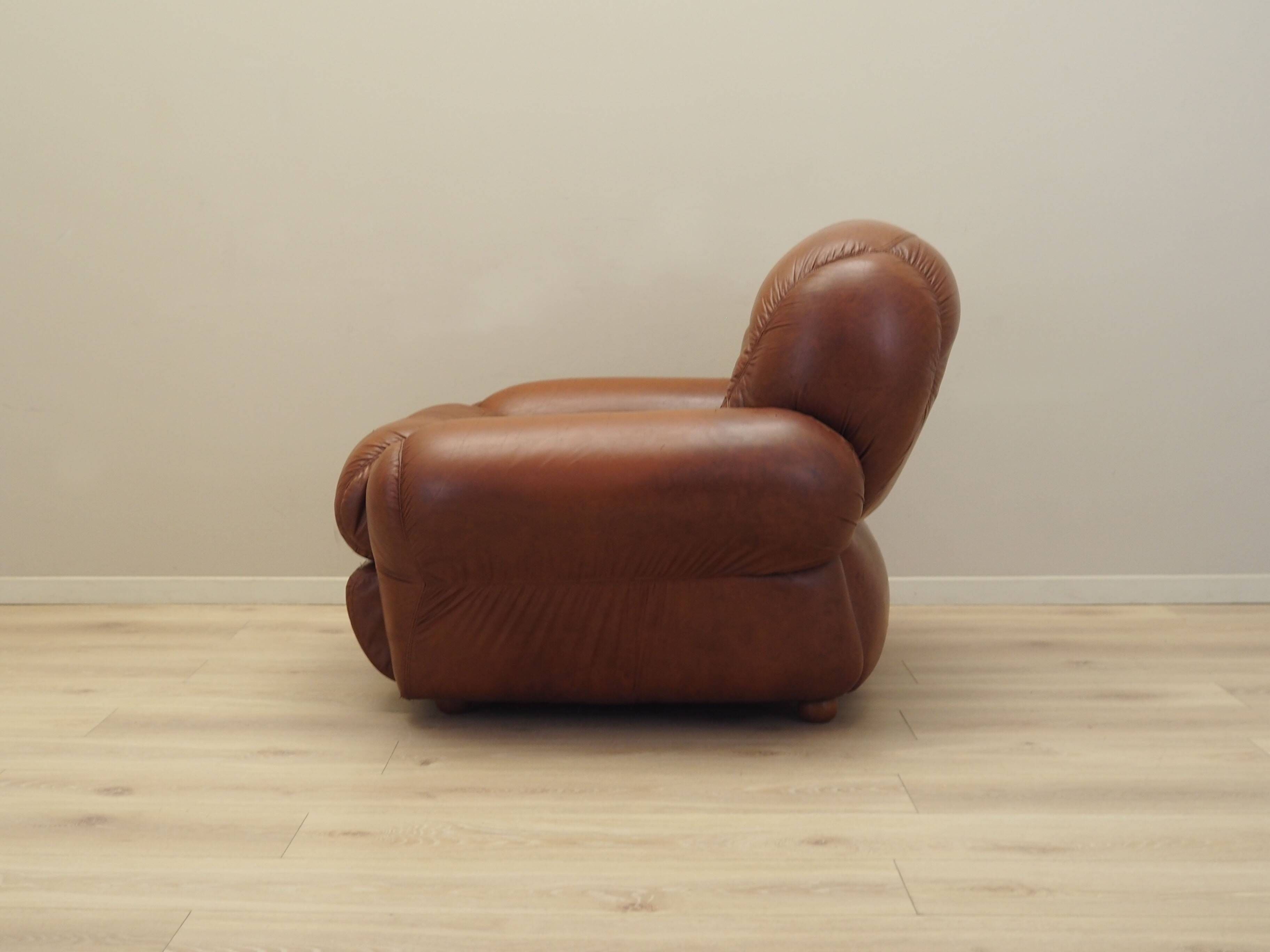 Brown armchair, Italian design, 1970s, production: Italy