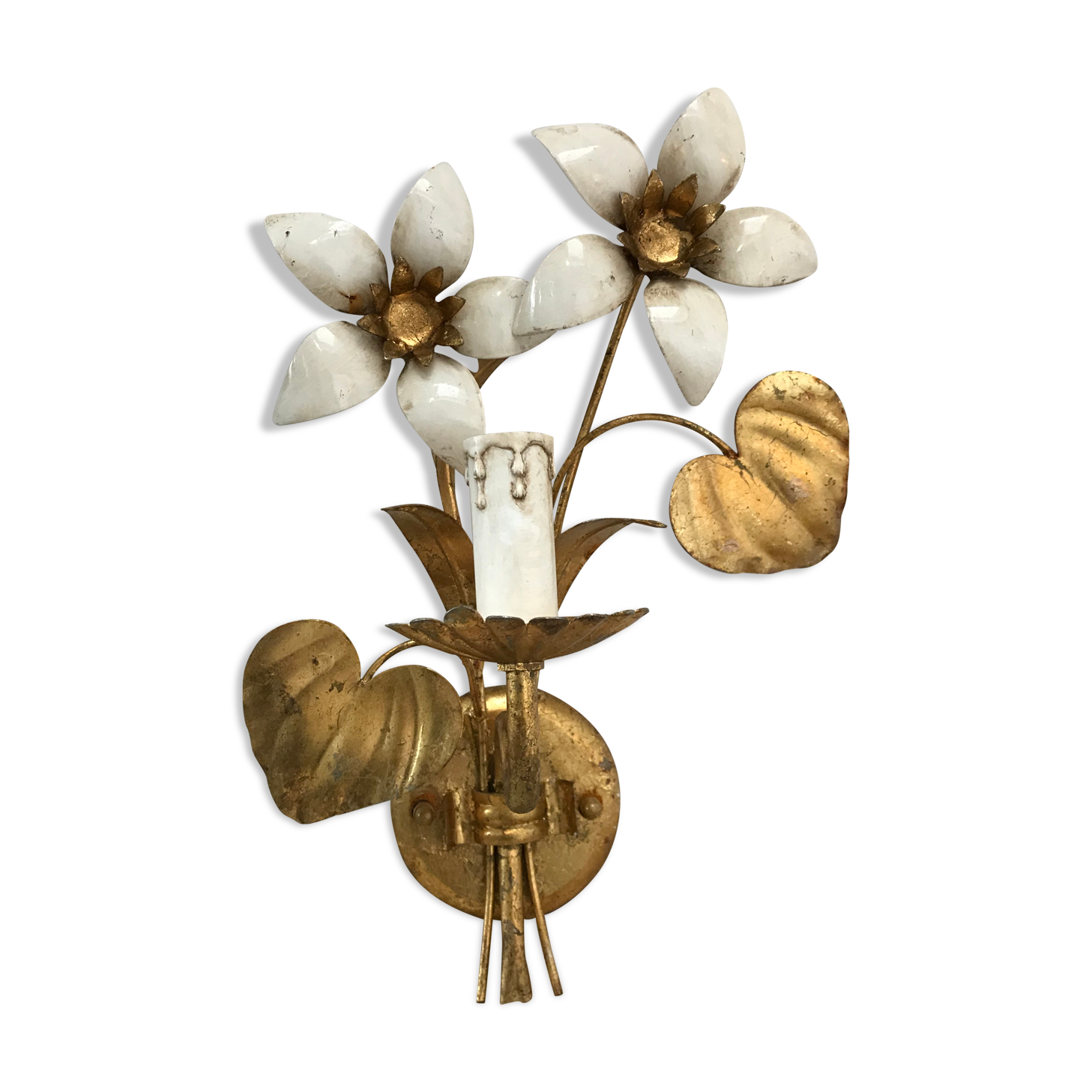 OLIVE BRASS FLOWER WALL LAMP