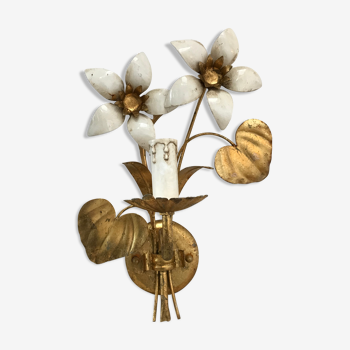 Applique fleur laiton doré émaillé
