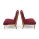 Set of wooden and boucle chairs, 1940s