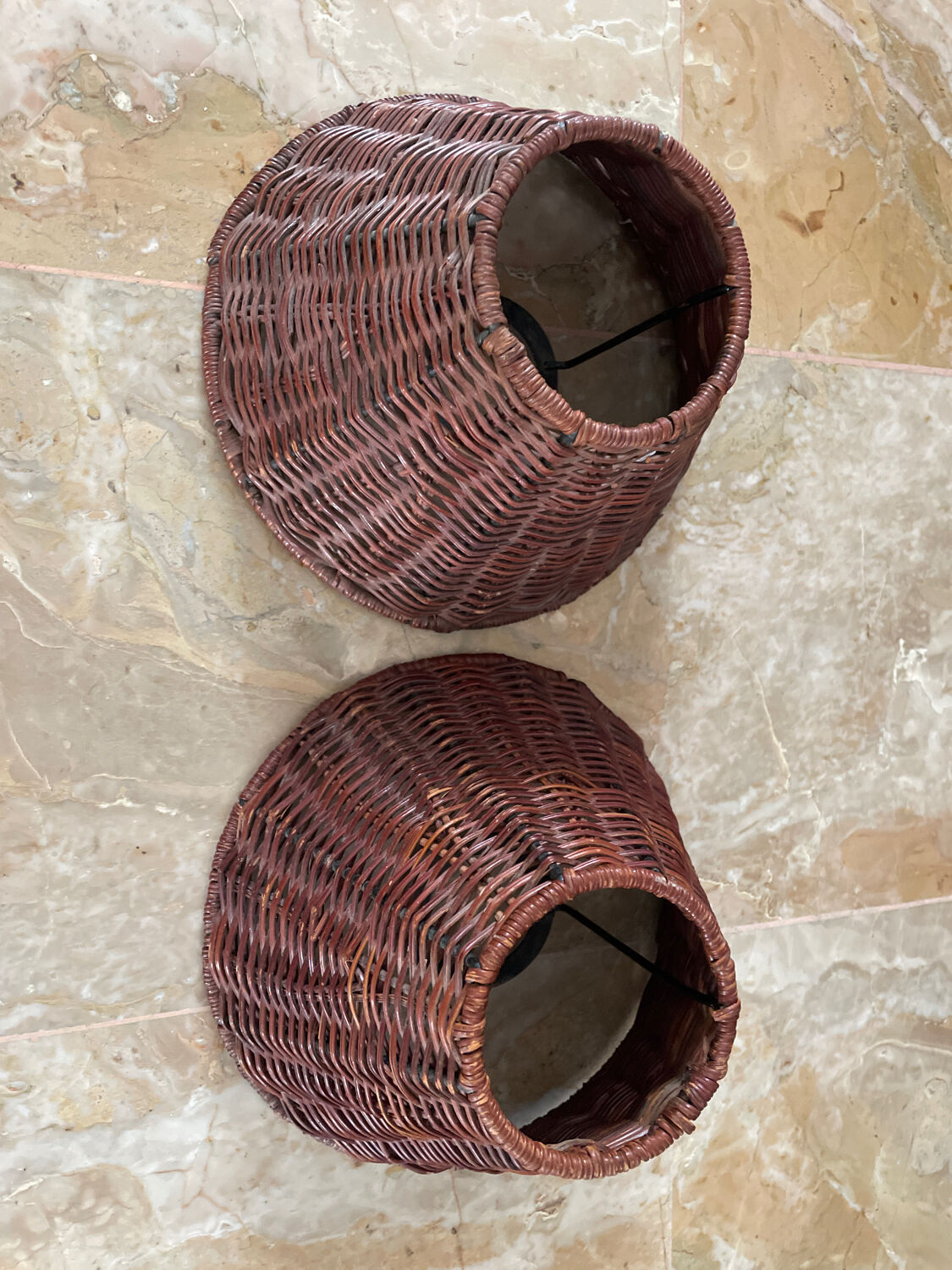 Duo of rattan lampshades