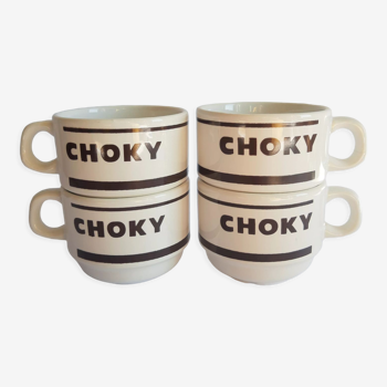 Set de 4 tasses choky chocolat chaud publicitaire bistrot vintage