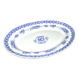 Old oval earthenware dish from Creil & Montereau 1850 LM&Cie Purple vine decor