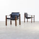 Set of 2 Maurice Burke ‘chelsea’ vintage black leather safari chairs for Pozza