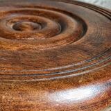 Low tripod stool in vintage turned solid wood