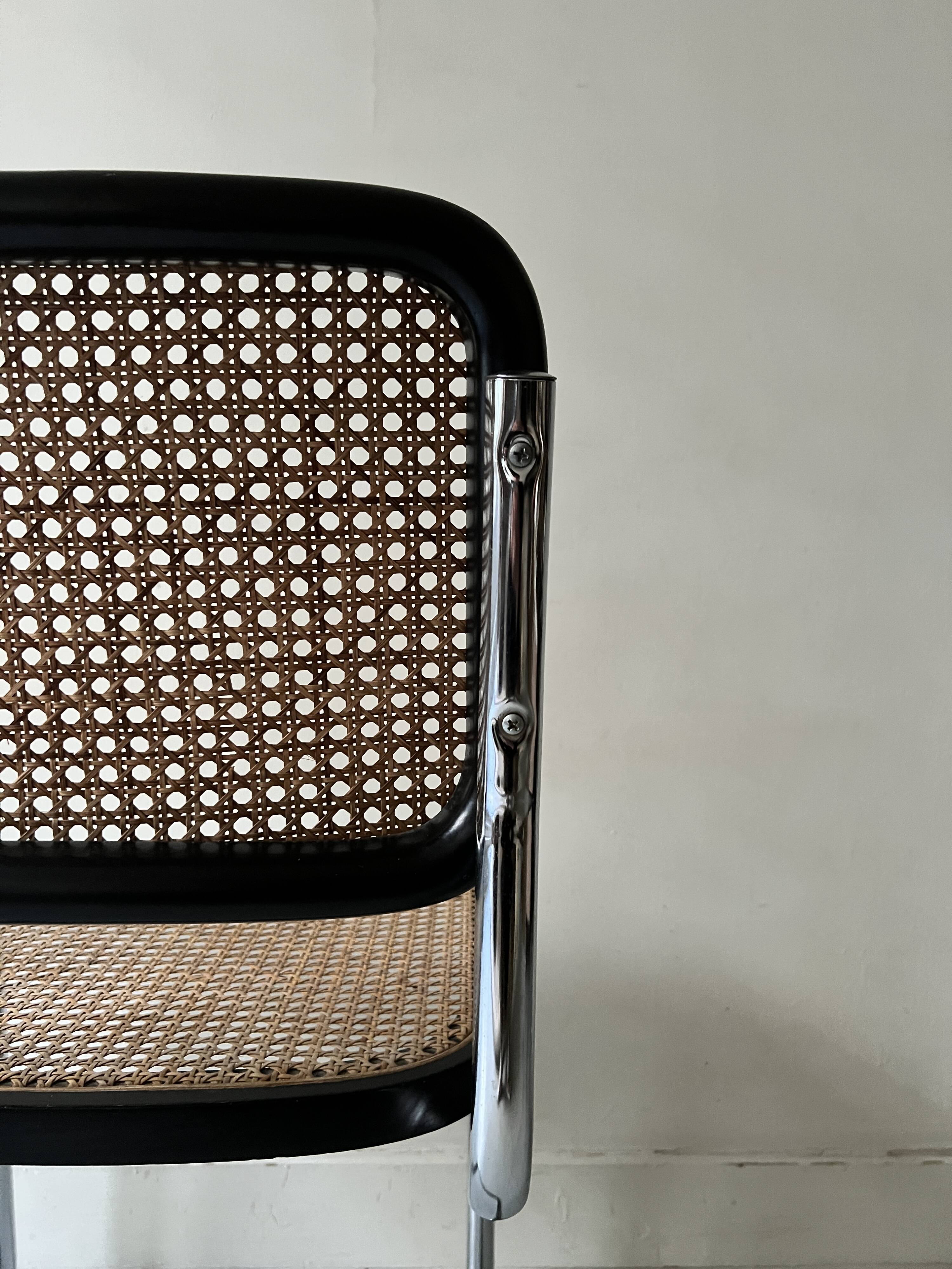 Chaise design vintage Cesca modèle B32 chromée & cannage par Marcel Breuer