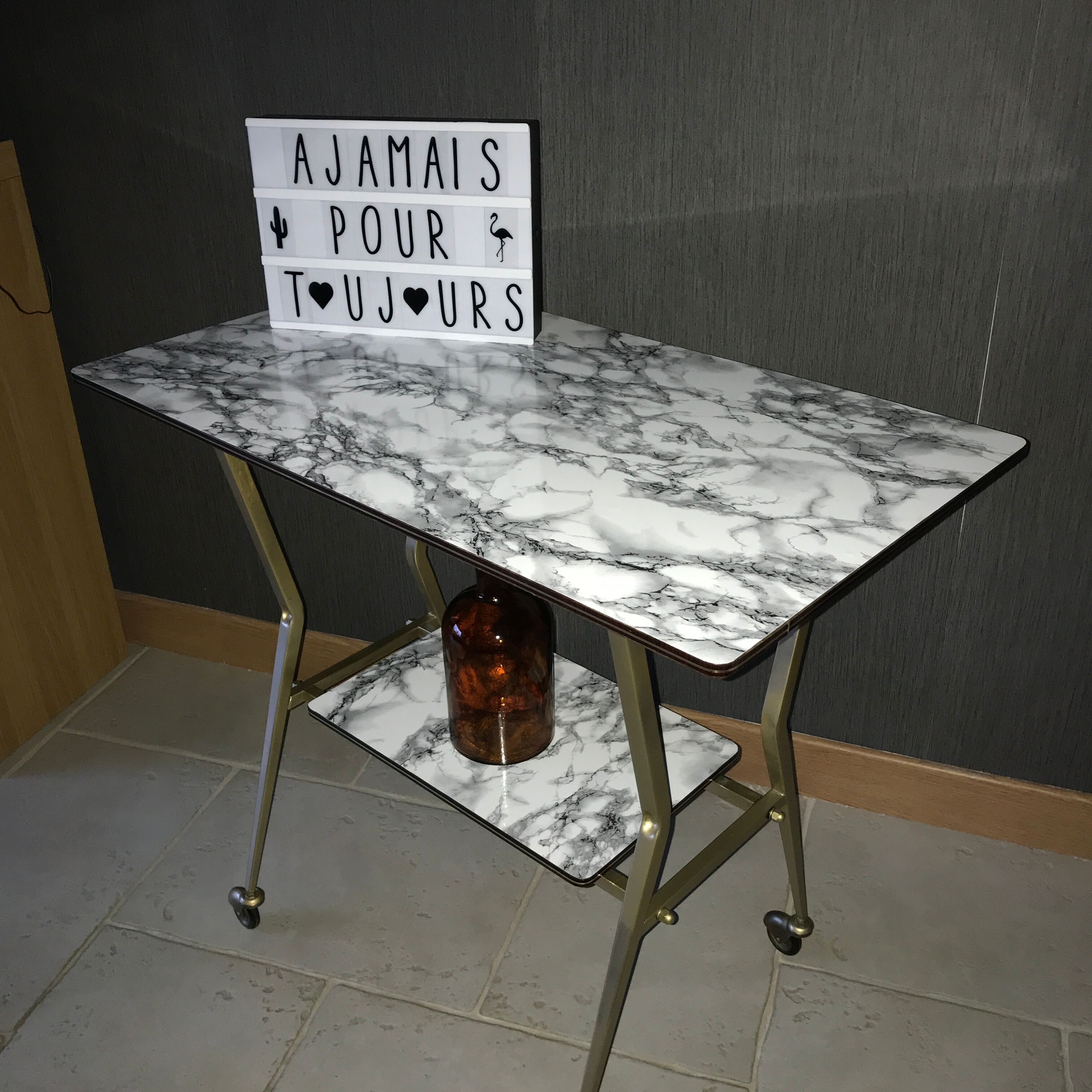 Serving table with wheels