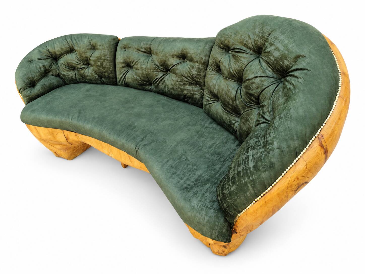 Carved velvet sofa