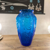 Vase art déco en verre bleu cobalt
