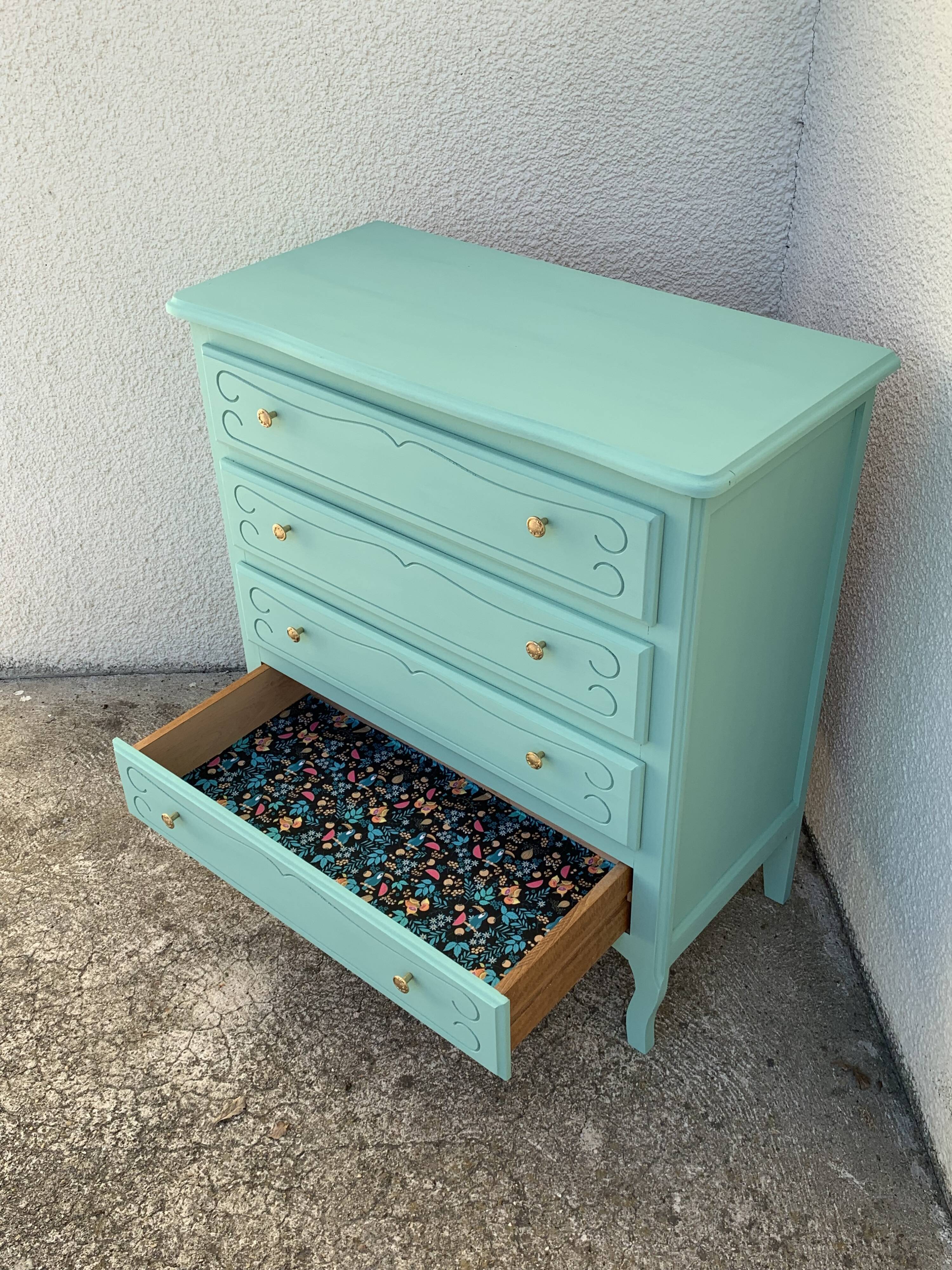 Vintage mint green chest of drawers 1950
