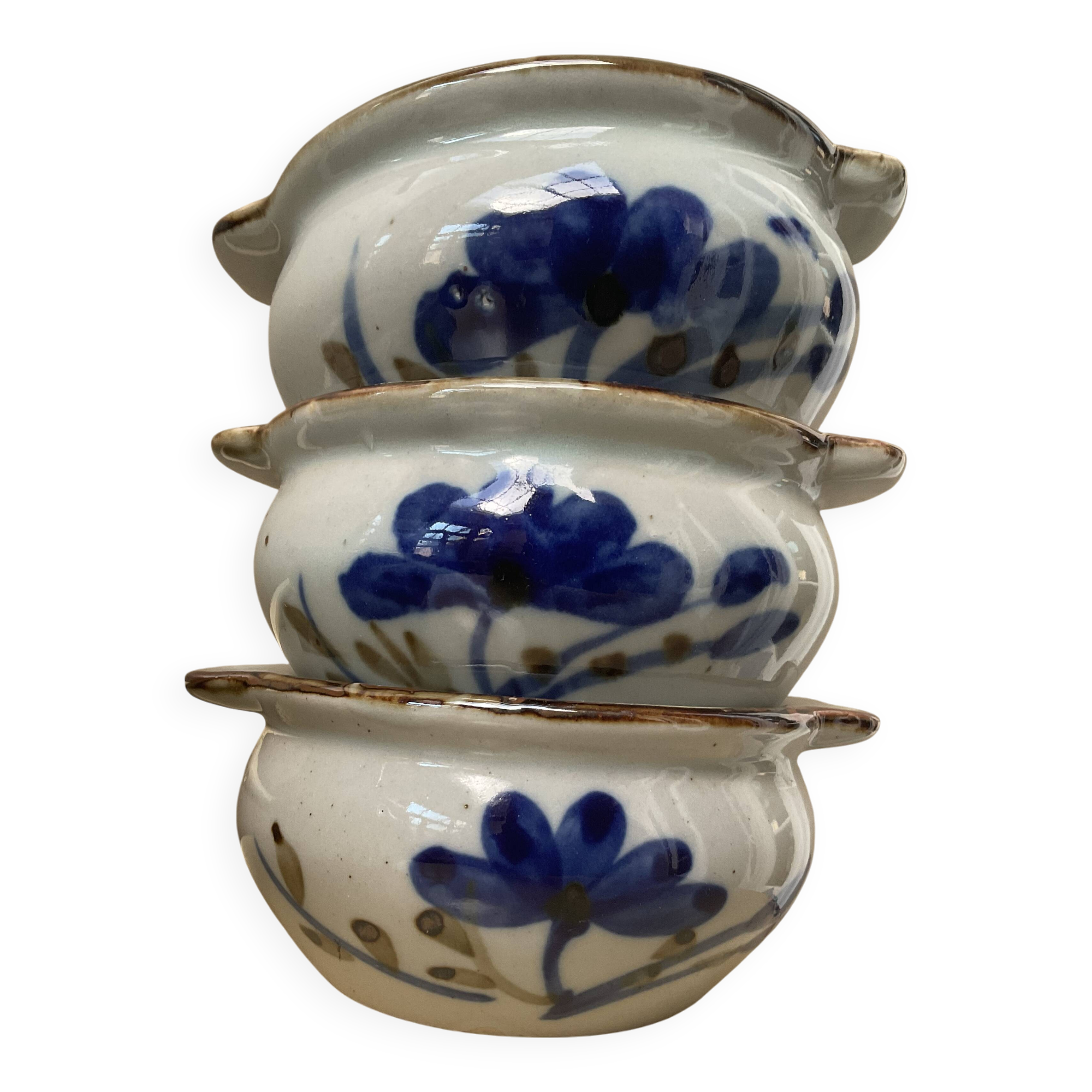 Lot de 3 bols et 1 pot vintage en céramique