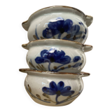 Set of 3 bowls + 1 large vintage ceramic pot