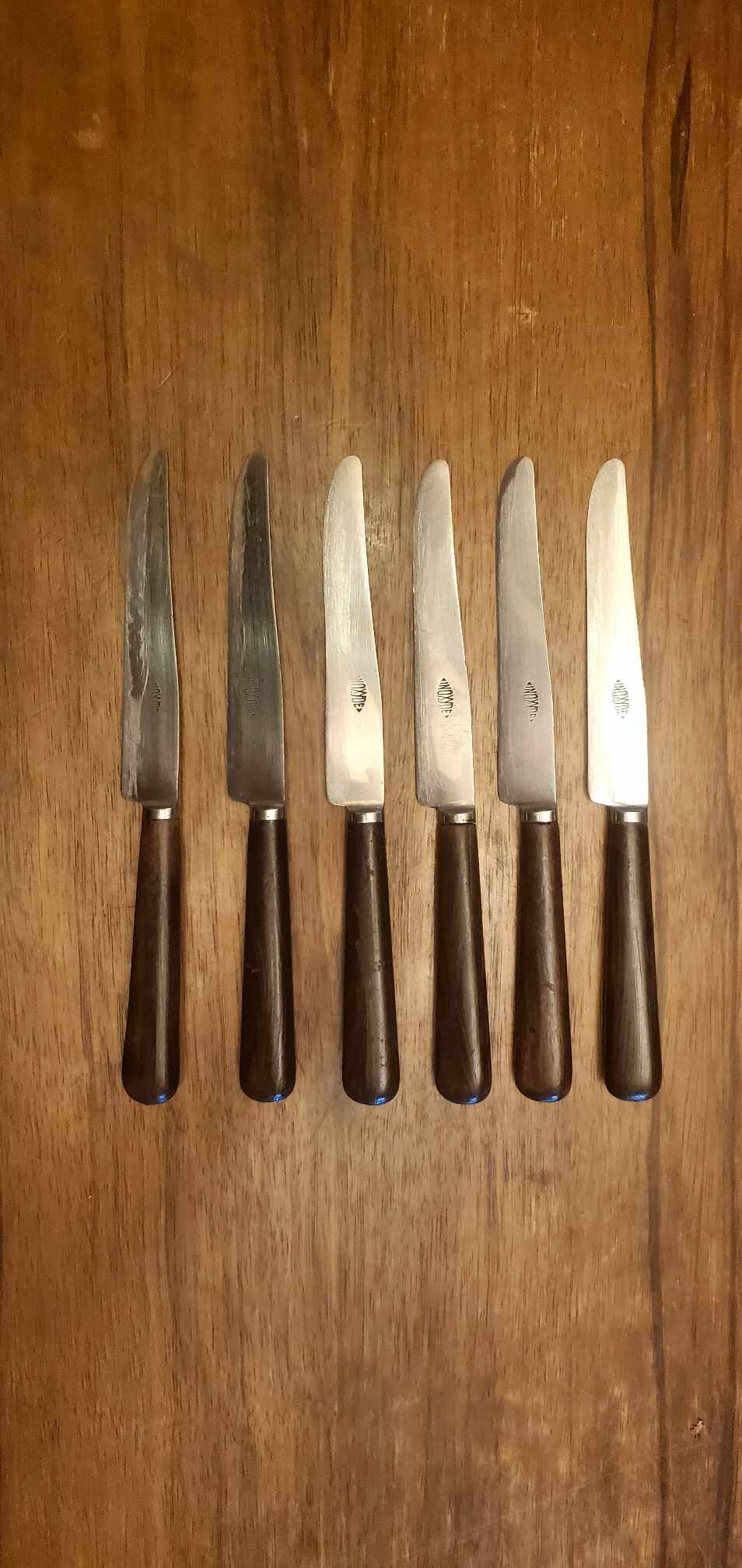 Set of 6 wooden handle knives