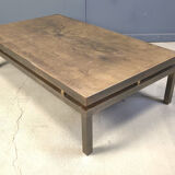 Vintage etched brass coffee table signed by Willy Daro, 1970s