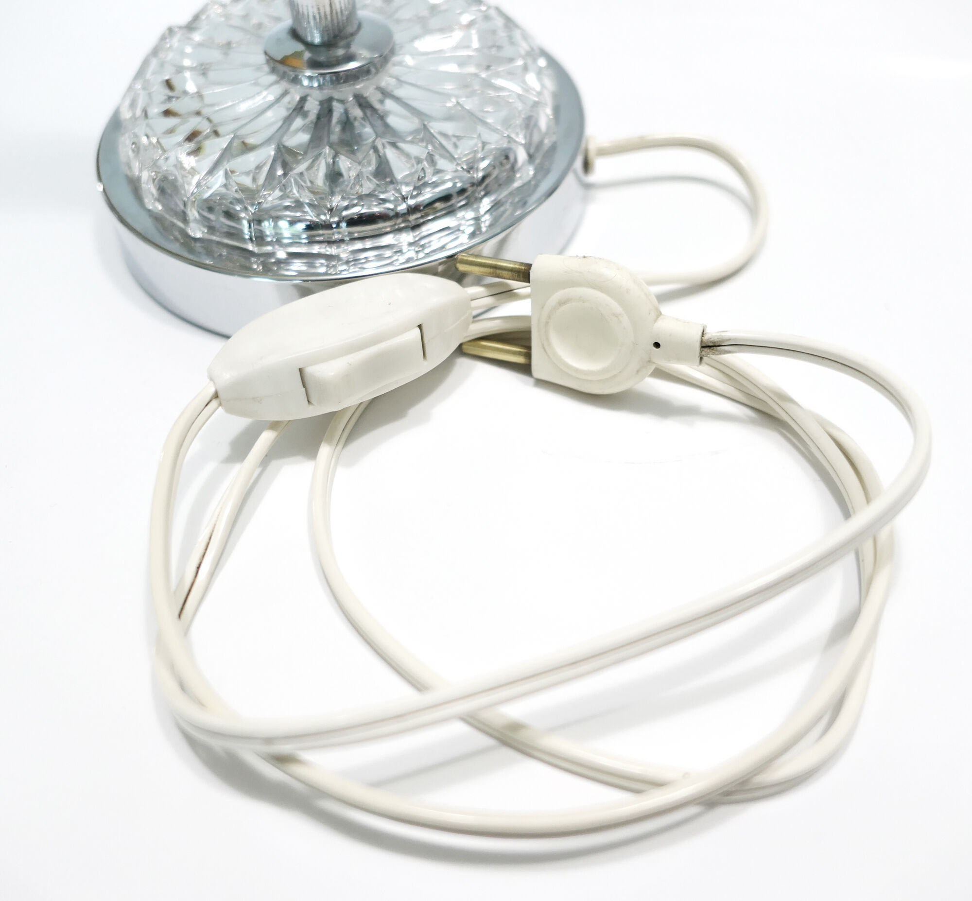 Table lamp glass er metal chrome 1970's