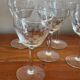 5 glasses with feet in square engraved glass pattern