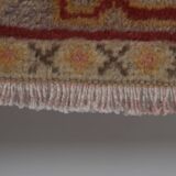 Vintage Red and Pink Turkish Oushak Rug - Kitchen Rug 3'5" X 7'4"