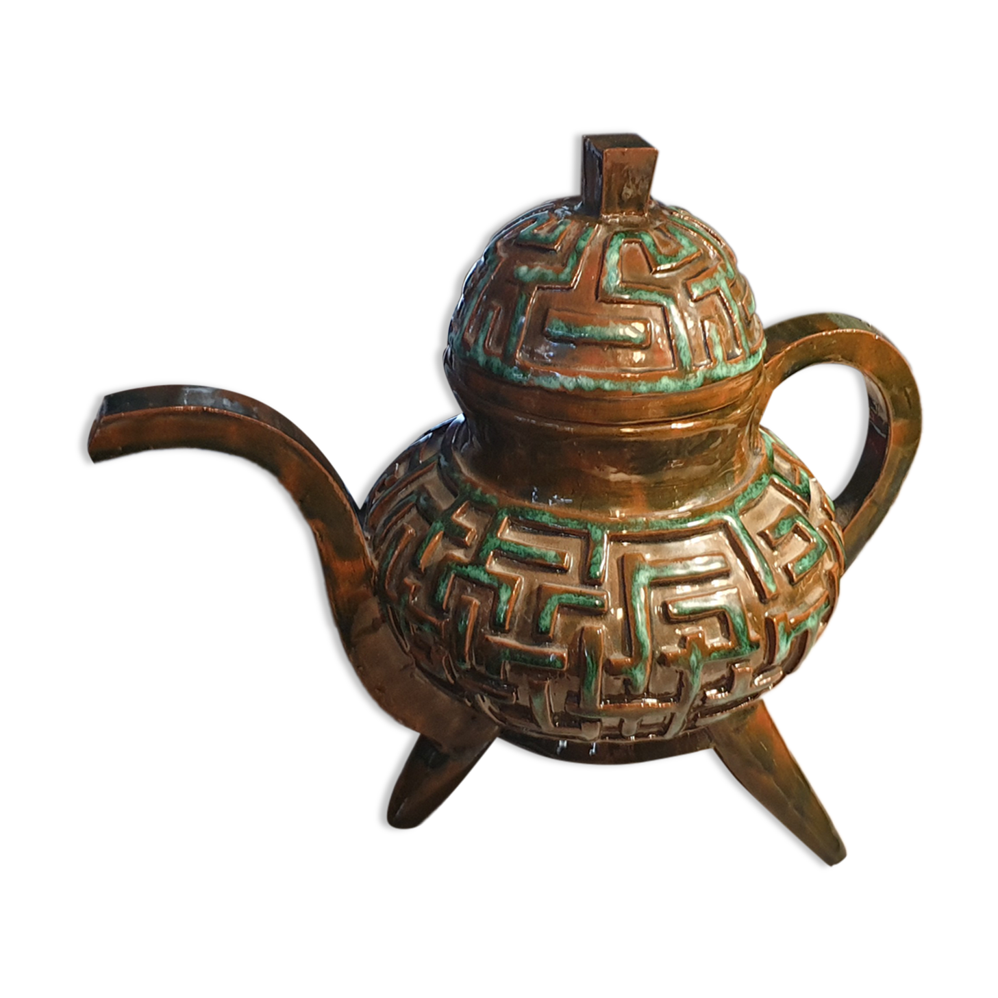 Terracotta teapot signed