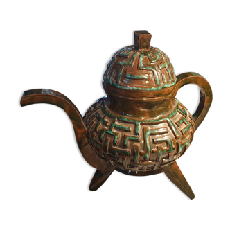 Terracotta teapot signed