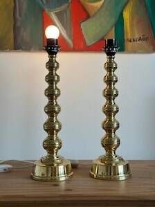 Pair of Mid-Century Brass Lamps by Enco, Sweden