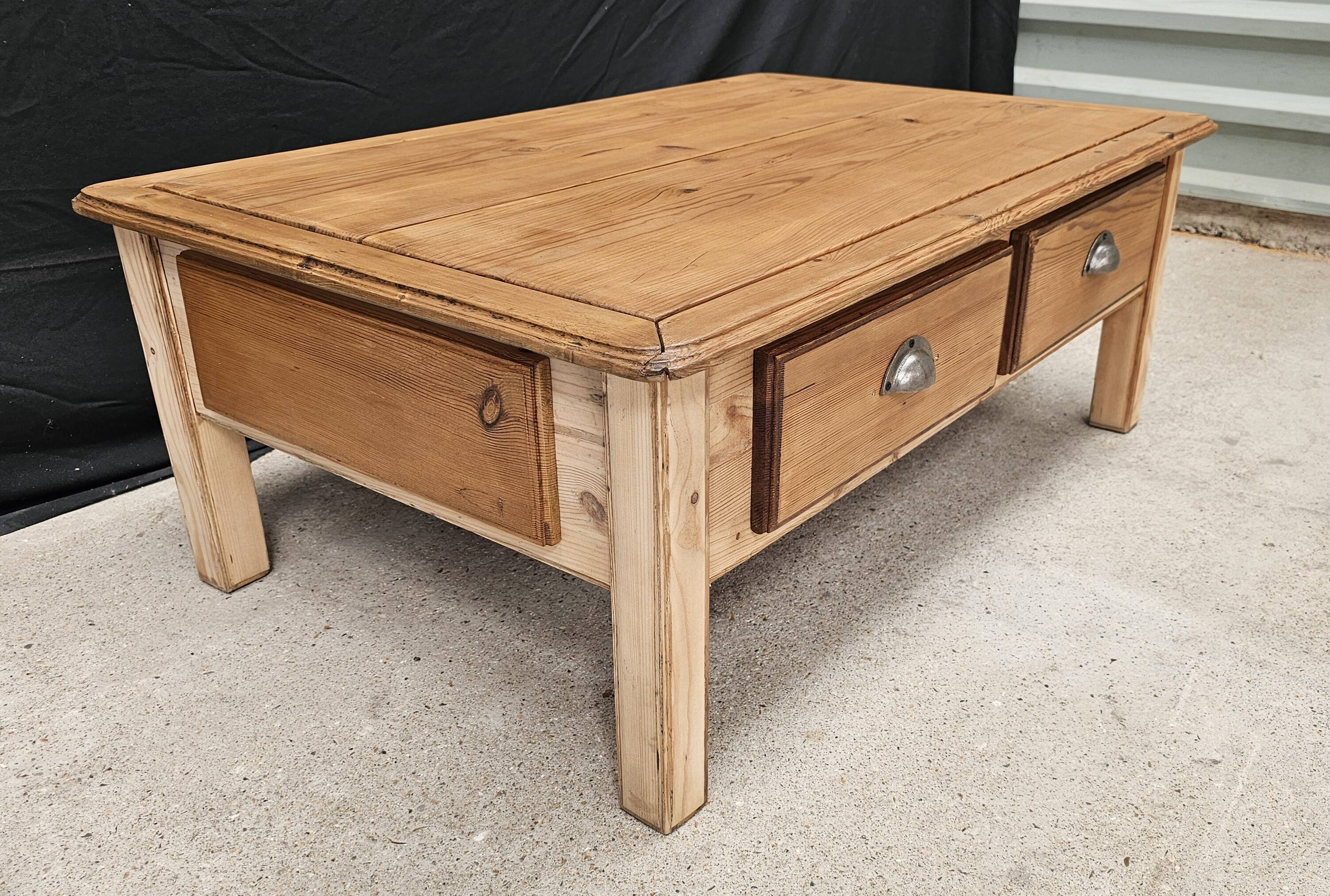 Scandinavian pine 4-drawer coffee table