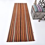2x7 Brown Orange Vintage Kilim Runner Rug 73x221Cm SK 241806