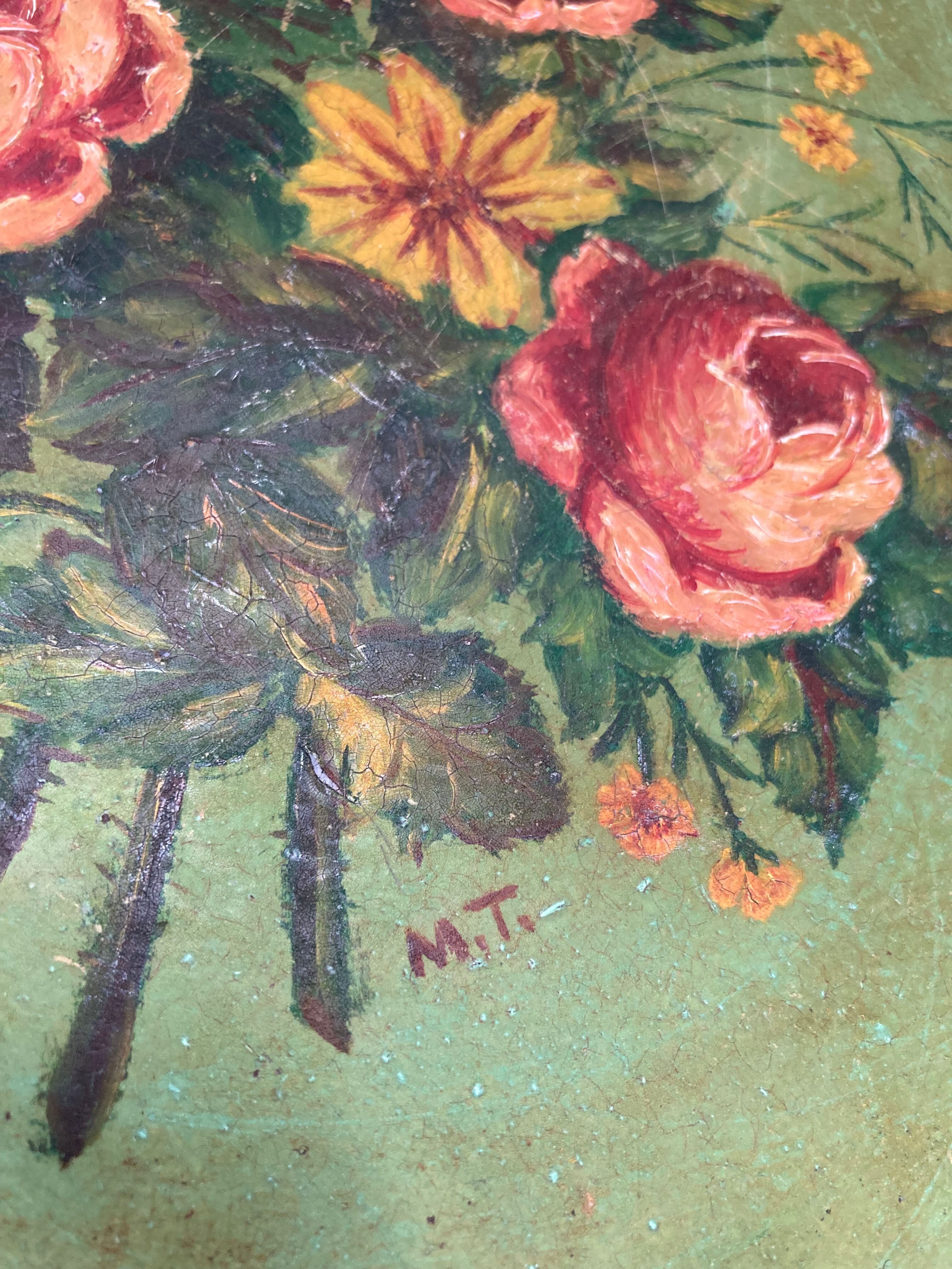 Sheet metal top, painted bouquet Napoleon III era