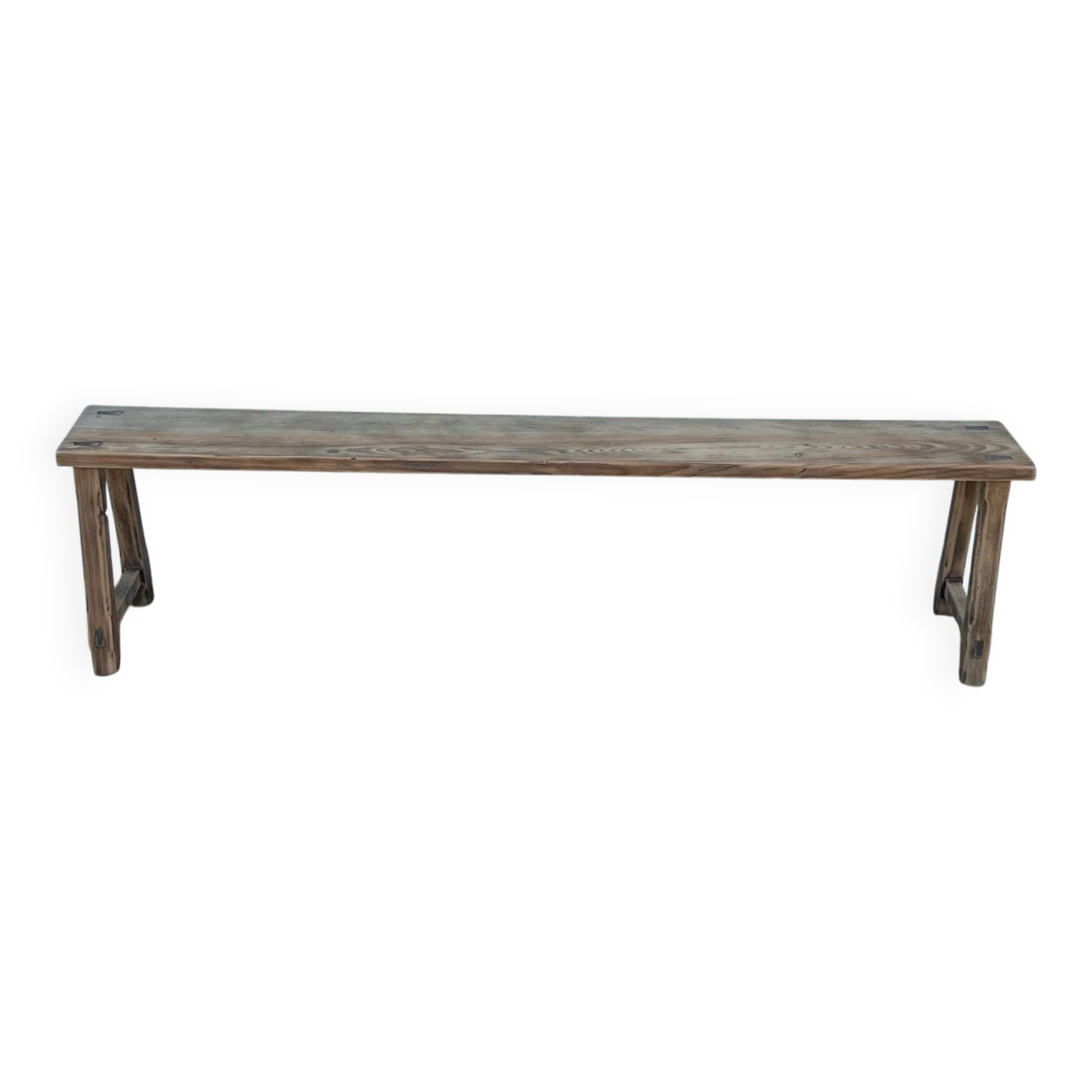 Old farmhouse bench in raw solid wood