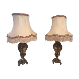 paire de petites lampes en bronze doré à poser