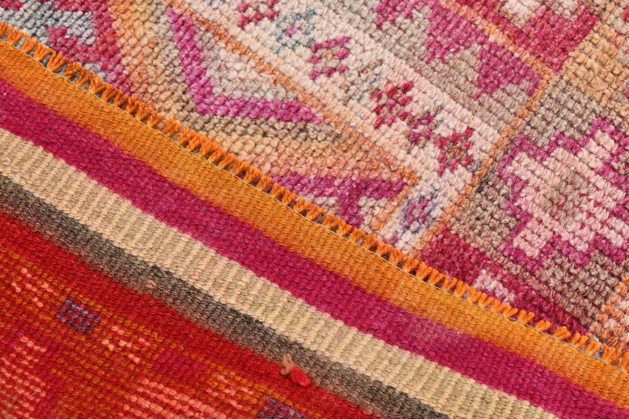 3x13 Pink Hallway Turkish Runner Rug,94x409Cm