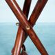 Scandinavian bohemian leather stool, Danish teak stool.