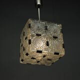 Mid-Century Square Clear Glass Pendant by K. Šenov, 1960s, Czechoslovakia