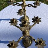 Pair of bronze cherub candlesticks 19th