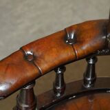Victorian Captain Chesterfield Armchair in Restored Leather