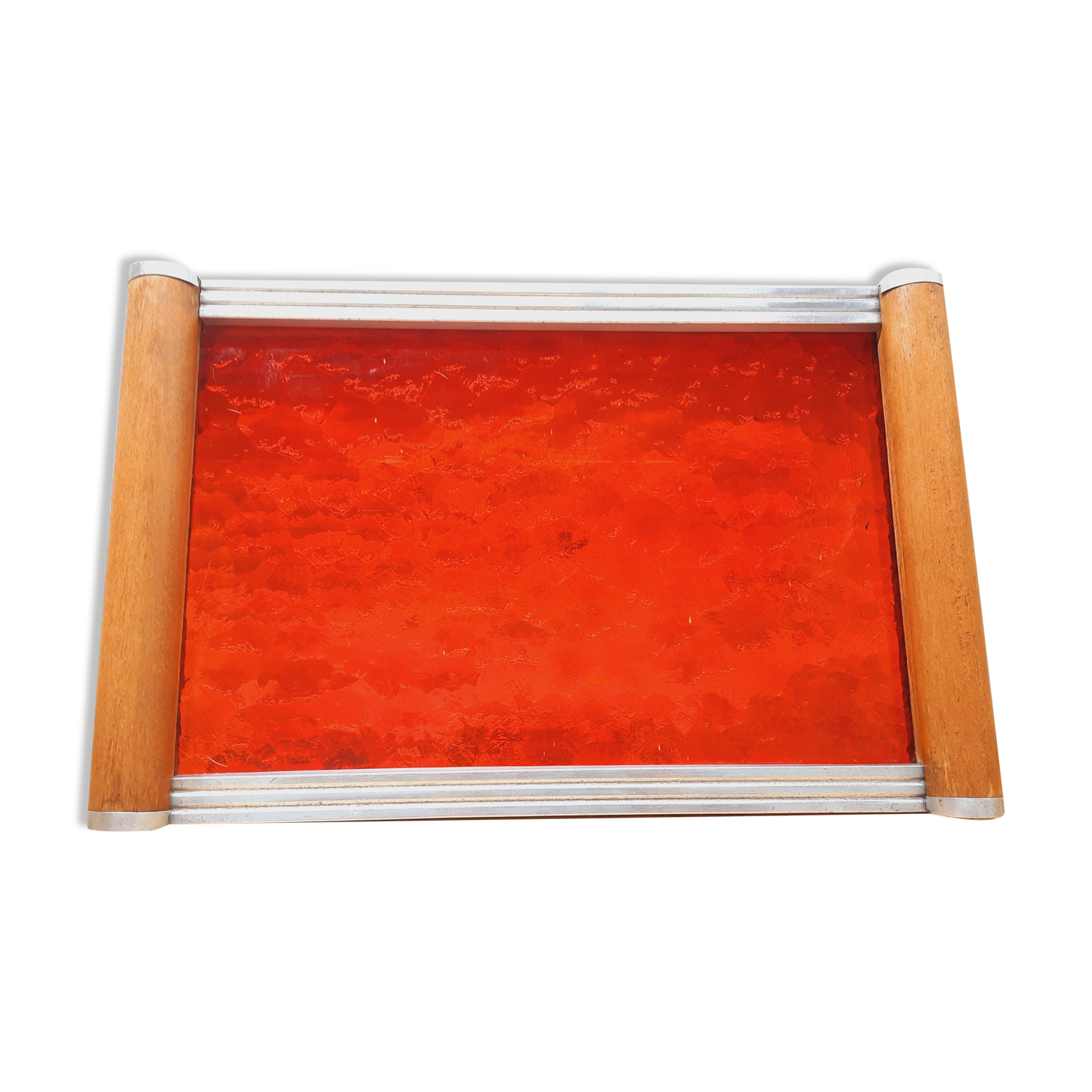 Plateau art deco verre rouge
