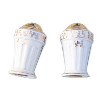 Porcelain golden salt and pepper