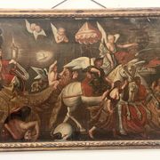 Huile sur toile, encadrement en bois doré, XVIII siècle